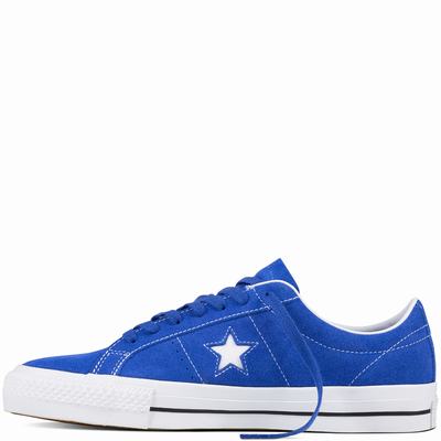 Converse One Star Pro Suede Low Tops Mens - Royal/White/Black Shoes (617ULXGD)